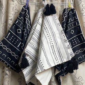 Black and White Accent Zippered Pillow covers with Tassels